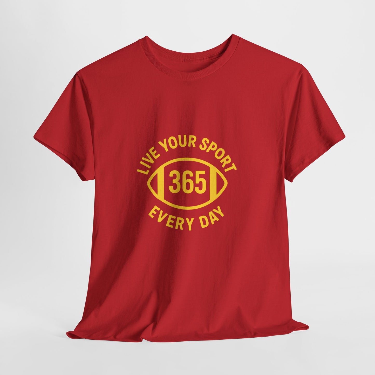 365 Football Unisex Tee - Red/Yellow Heavy Cotton T-Shirt