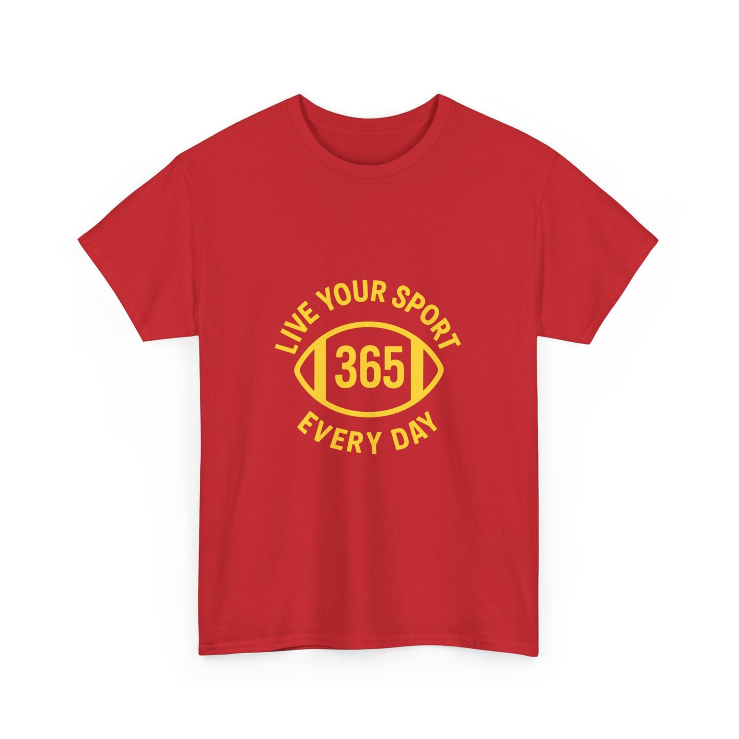 365 Football Unisex Tee - Red/Yellow Heavy Cotton T-Shirt